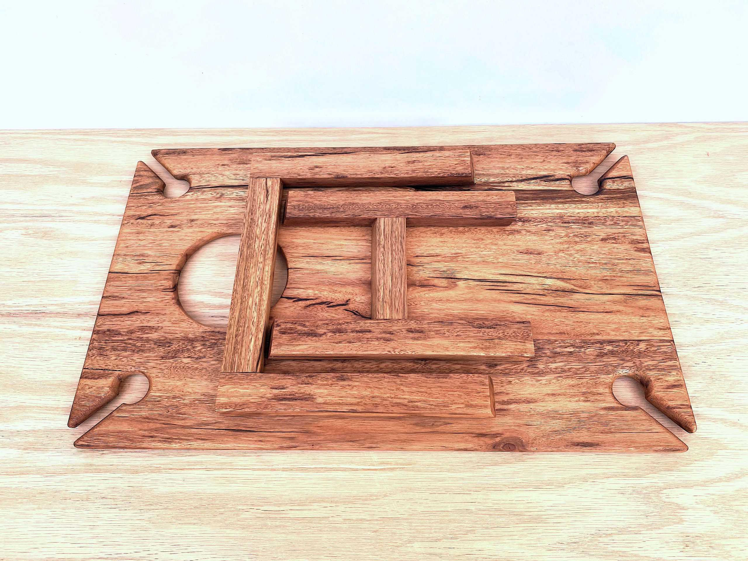 Folding Picnic Table Made From Spotted Gum Timber And Green Resin KM   Table Spotty 2 Scaled 