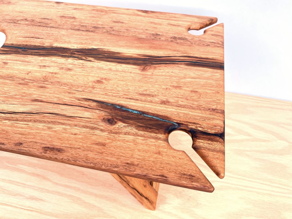 Folding Picnic Table made from Spotted Gum Timber and Green Resin KM