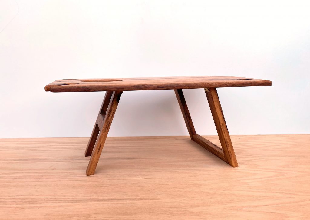 Folding Picnic Table made from Spotted Gum Timber and Green Resin KM