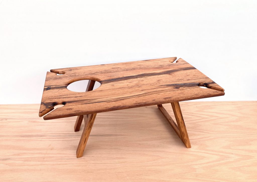 Folding Picnic Table Made From Spotted Gum Timber And Green Resin KM   Table Spotty 6 1024x725 