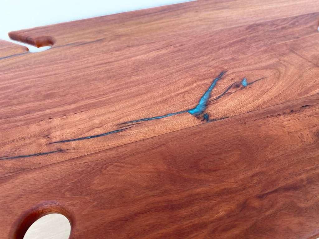 Folding Picnic Table made from Blackbutt Timber and Turquoise Resin
